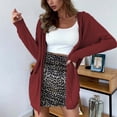 thumbnail image 2 of Odeerbi Chunky Cardigans For Women Cardigan Sweaters Solid Color Wool Pocket Recreational Long Sleeve Tops Red, 2 of 9