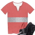 thumbnail image 2 of TaTaai Women's Casual V-Neck T-Shirt Soft Cotton Relaxed Fit Short Sleeve Button Placket All-over Random Print Spring Summer Daily Wear Fashion Lightweight Ladies Top Gift, 2 of 6