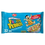 Post Fruity PEBBLES Marshmallow Cereal, Fruity Kids Cereal with Marshmallows, 32 oz Bag