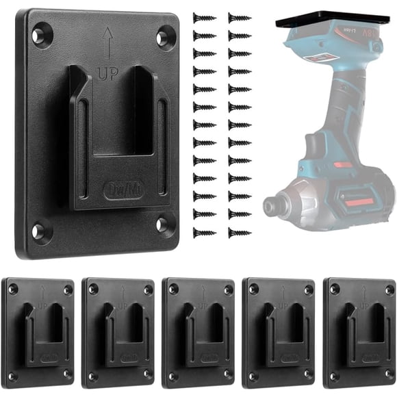 Pack Wall Mount Tool Holder for Dewalt 12-20V/Milwaukee 14.4-18V Electric Drill Stand Workshop Rack Storage (Black)