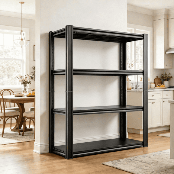54"Hx24"W Metal Garage Shelving Unit,4-Tier Steel Storage Shelves,Double-Layer Columns,Adjustable Industrial Standing Shelf for Warehouse Basement Kitchen Pantry Bathroom Laundry Plant Shoe Book