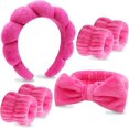 thumbnail image 1 of HUGFEGWE 6 Pack Spa Headband, Makeup Headbands, Face Wash Headband, Skincare Headbands, Rose Pink Sponge Hair Band Bow Tie Spa Head Band for Washing Face Wristband Set Women Girls Hair AZ824-17533, 1 of 9