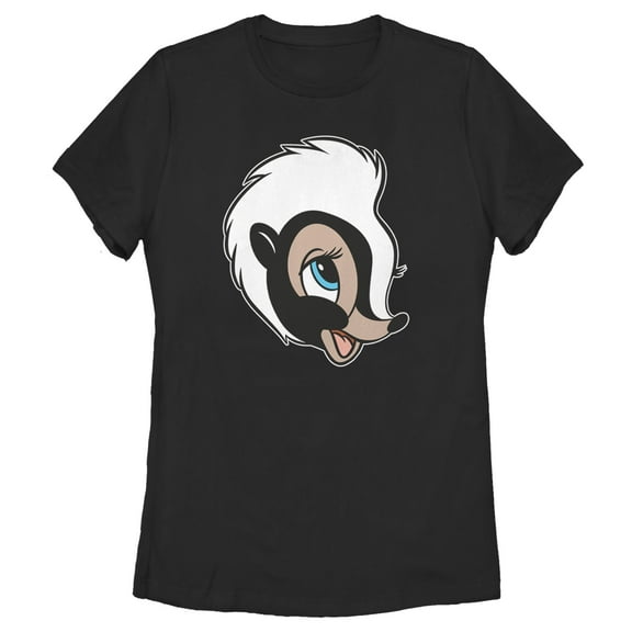 Women's Bambi Portrait of Flower Graphic Tee Black 2X Large