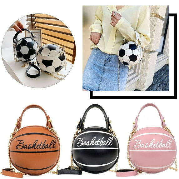 jiaroswwei Chic Women Handbag Round Basketball Football Faux Leather Crossbody Shoulder Bag