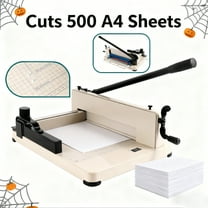 Heavy Duty Guillotine Paper Cutter, Stack Paper Trimmer A4-12'' Paper Cutter, 500 Sheet Capacity, High Speed Steel, Safety Lock, Anti-Slip Clamp, for Office Home & Cutting Paper, Polyester