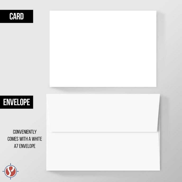 Heavy Blank Note Cards and Envelopes Size 5 x 7 - White - 50 per Pack. - This Is Not A Fold Over Card.