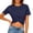 30#Navy, variant on Women's Summer Causal Short Sleeve Blouse Round Neck Crop Tops Twist Front Tee T-Shirt Fashion Pullover Orange,Size S
