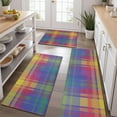 thumbnail image 2 of Multi Color Plaid Checkered Pattern Kitchen Rugs Sets Of 3,Kitchen Runner Rugs Non Skid Washable,Decorative Kitchen Floor Mats for Kitchen,Sink,Laundry,17"x30"+ 17"x47" + 17"x59", 2 of 6