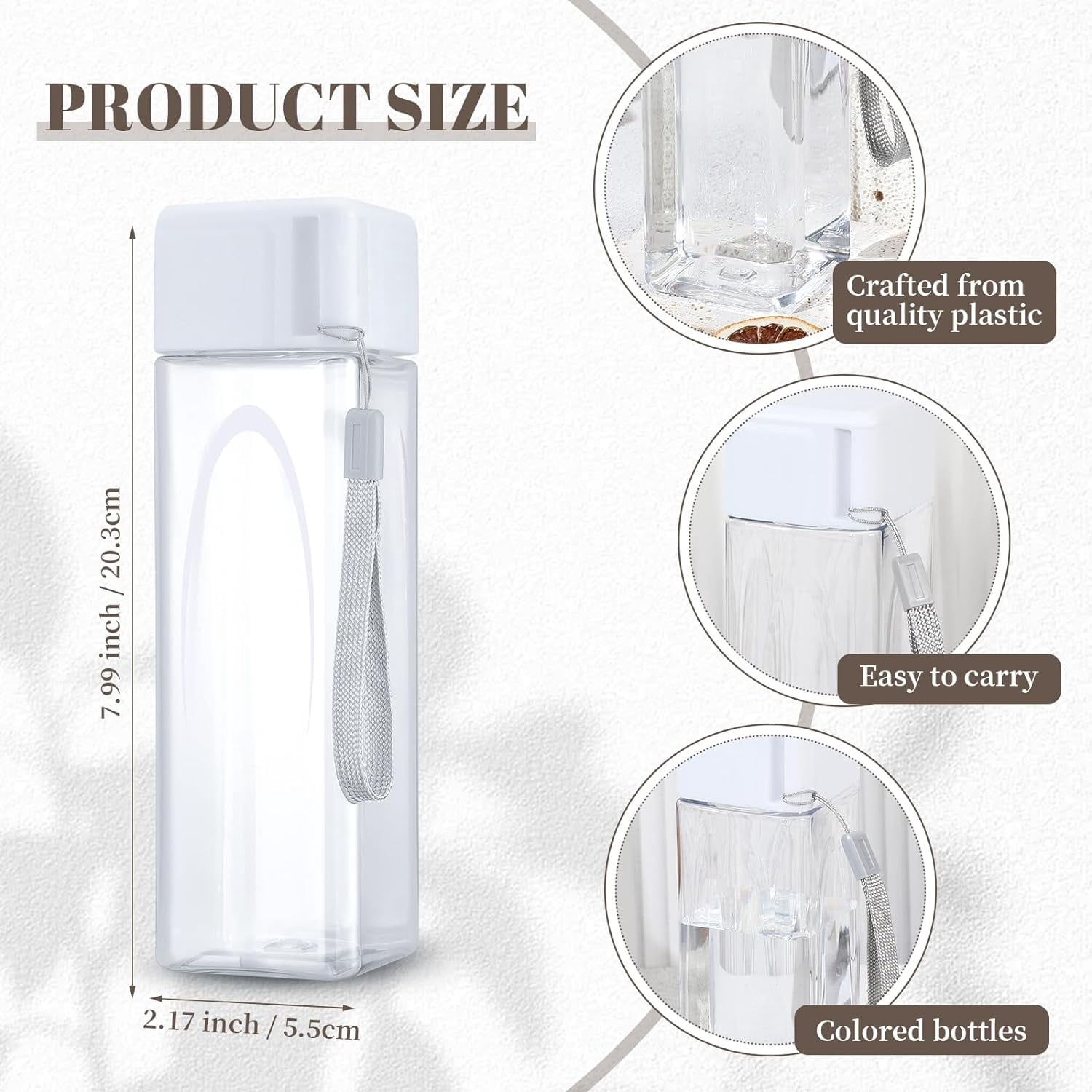 30 Pcs Water Bottle Bulk 17 oz Plastic Sports Water Bottles for Kids Adults Reusable Leak Proof Portable Drink Container Large for School Classroom Travel Camping Fitness Office(White)