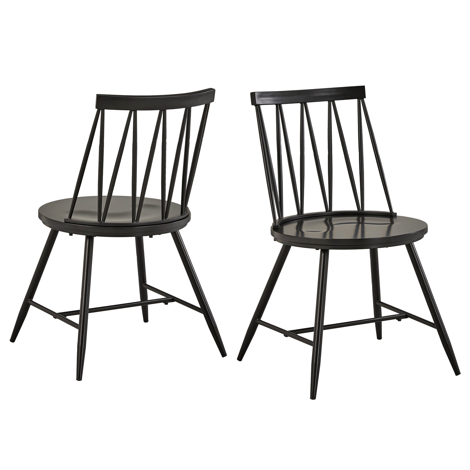 Weston Home Lydford Zigzag Low Back Windsor Classic Dining Chairs, Set of 2, Black