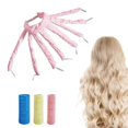thumbnail image 1 of Diadema rizadora sin calor para cabello largo. Rizador de pelo nocturno sin calor con 8 varillas, color rosa., 1 of 5