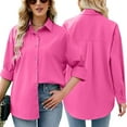 thumbnail image 3 of WBQ Women Button Down Shirts Oversized Long Sleeve Blouse Dressy Classic Casual Boyfriend Dress Tops Shirt, 3 of 7