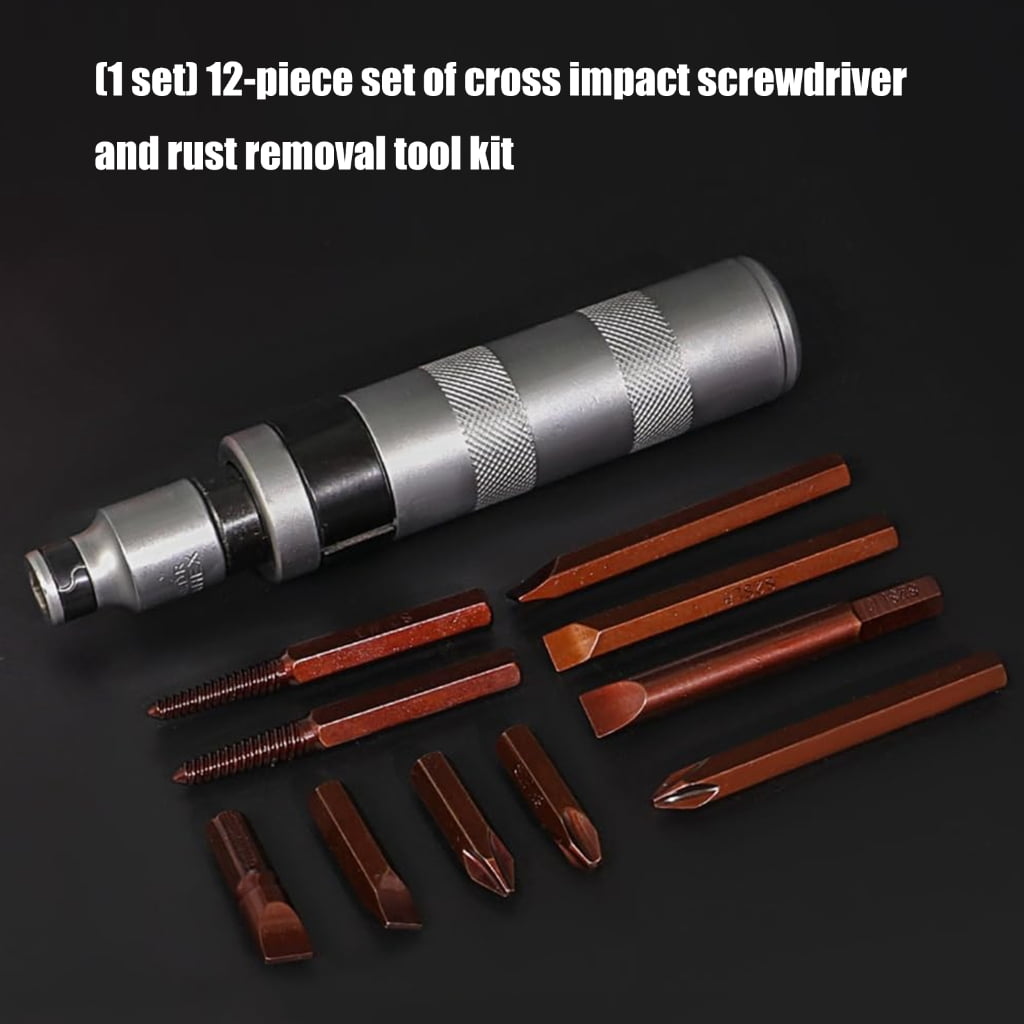 MOMOJIA 12pcC0rr0s10nResistant Carbon Steel Impact Driver Kit Rusted Screw Removal Tool For Home Repair Automotive Maintenance