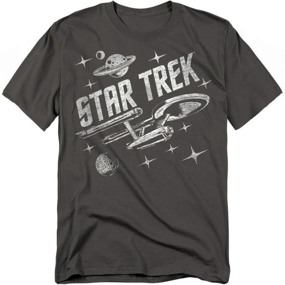 Star Trek Men's Through Space T-shirt XXX-Large Charcoal