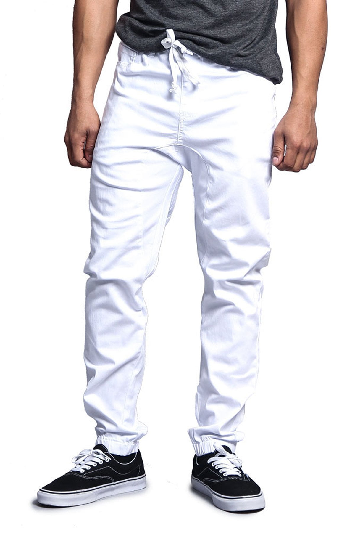 G-Style USA - Victorious Men's Drop Crotch Jogger Twill Pants - White ...