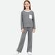 thumbnail image 1 of Conjuntos de blusas y camisas de cuello redondo y manga larga para niños Invierno Conjunto de dos piezas de ropa de casa de color liso Camisas de manga larga Pantalones largos y pijamas Top de poliést, 1 of 5