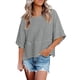 thumbnail image 2 of Pntutb Mujeres Verano Casual Cuello Redondo 3/4 Manga Camisetas Color Sólido Ajuste Suelto Lindas Camisetas Básicas Blusas Pntutb Pntutb-131, 2 of 5
