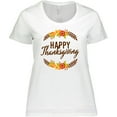 thumbnail image 3 of Inktastic Happy Thanksgiving with Fall Floral Women's Plus Size T-Shirt, 3 of 5