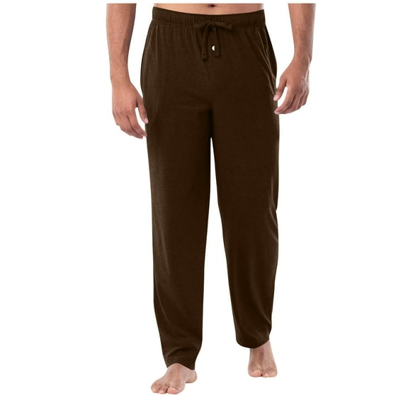 USNSM Men's Tall Extra Long Pajama Pants, Soft Loose Comfort Breathable, Lounge Jogger Yoga Pants,Sleepwear with Pockets for Men Brown XL
