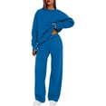 thumbnail image 3 of Kixjoy 2 Piece Sets for Women Plus Size Crewneck Sweatshirts and Pants Sets Long Sleeve Workout Casual Sweatsuit Plain Warm Fall Outfits for Women, Blue XL, 3 of 6