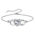thumbnail image 1 of Pulsera de plata esterlina Silvora Mujer Corazón Infinito Diamante sintético Piedra natal Regalo de cumpleaños para madre e hija Abril, 1 of 8