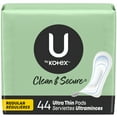 thumbnail image 1 of U by Kotex Clean & Secure Serviettes Ultraminces, Absorption Régulière, Non Parfumées, 1 of 9