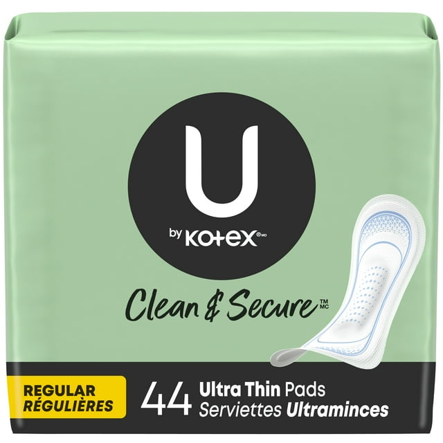 Serviettes ultraminces U by Kotex Clean & Secure, absorption régulière, Sans parfum