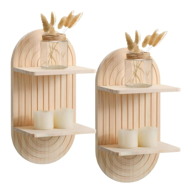 Cateissary Amplia gama de aplicaciones Estante de pared de madera para baño Estantes de pared prácticos Estante de pared útil Decoración del hogar A
