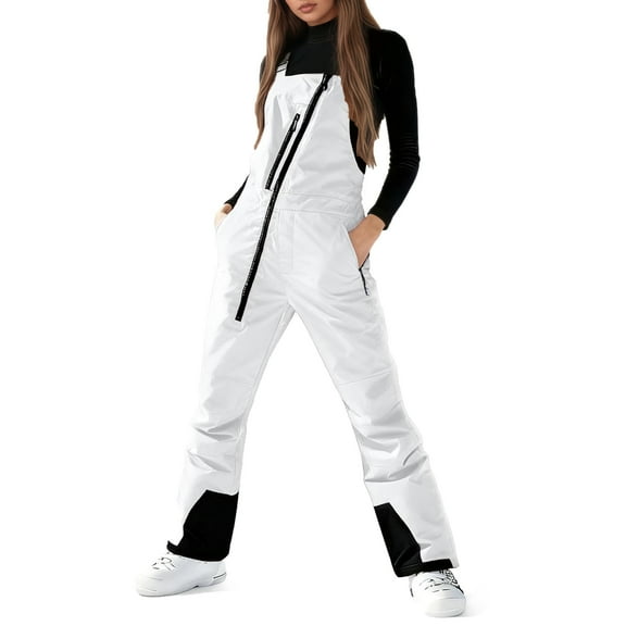 Women's One Piece Ski Suit Waterproof Snowsuits Snowboard Suits Slim Snow Jacket Insulated Outfits Jumpsuits White XL