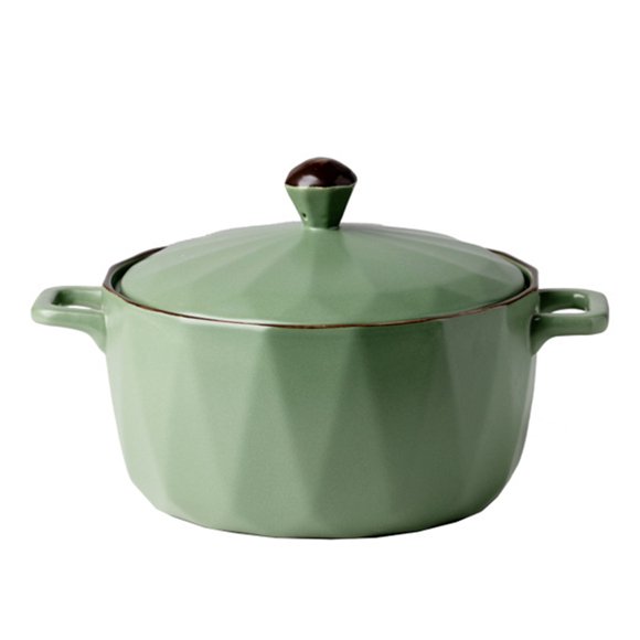 Qeeadeea Ceramic Round Casserole Dishes With Lids Oven Proof, Ceramic Cooking Pans Handle With Lid-green- 55oz 1600ml