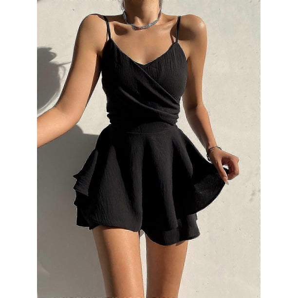 Sexy Irregular Summer Suspender Short Dress New Women Solid Color Slim Waist Backless Casual Party Dress Ladies Fashion Elegant A-line Mini Dress 797