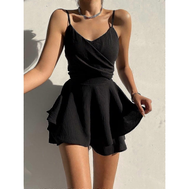 Vestido corto de verano sexy con tirantes irregulares, nuevo, de color liso, ajustado, sin espalda, para mujer, casual, de fiesta, elegante, de corte A, minivestido 797.