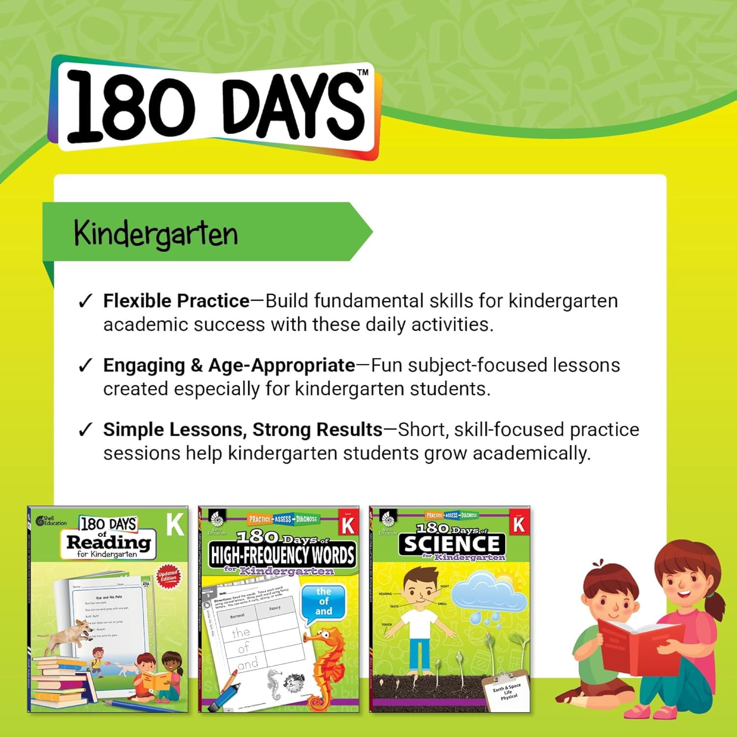 180 Days™: Learning Bundle Kindergarten: Reading 2nd Edition & Math Daily Practice Workbooks