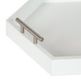 thumbnail image 3 of Kate and Laurel Lipton Hexagon Decorative Tray with Metal Handles, White/Silver 18x18, 3 of 9
