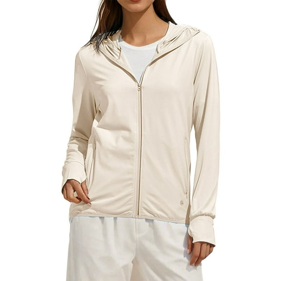 Baberdicy Beige Women's Ice And Sun Protective Jacket Light And Breathable Cycling Jacket, L