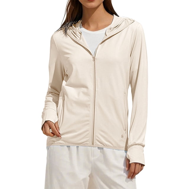 Baberdicy Beige Women's Ice And Sun Protective Jacket Light And Breathable Cycling Jacket, M