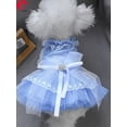 thumbnail image 6 of Small Dog Dress, Girl Puppy Lace Princess Skirt Tutu Dress with Bowknot,Chihuahua Yorkie Clothes Outfit for Birthday Wedding Party Blue Daisy M, 6 of 7