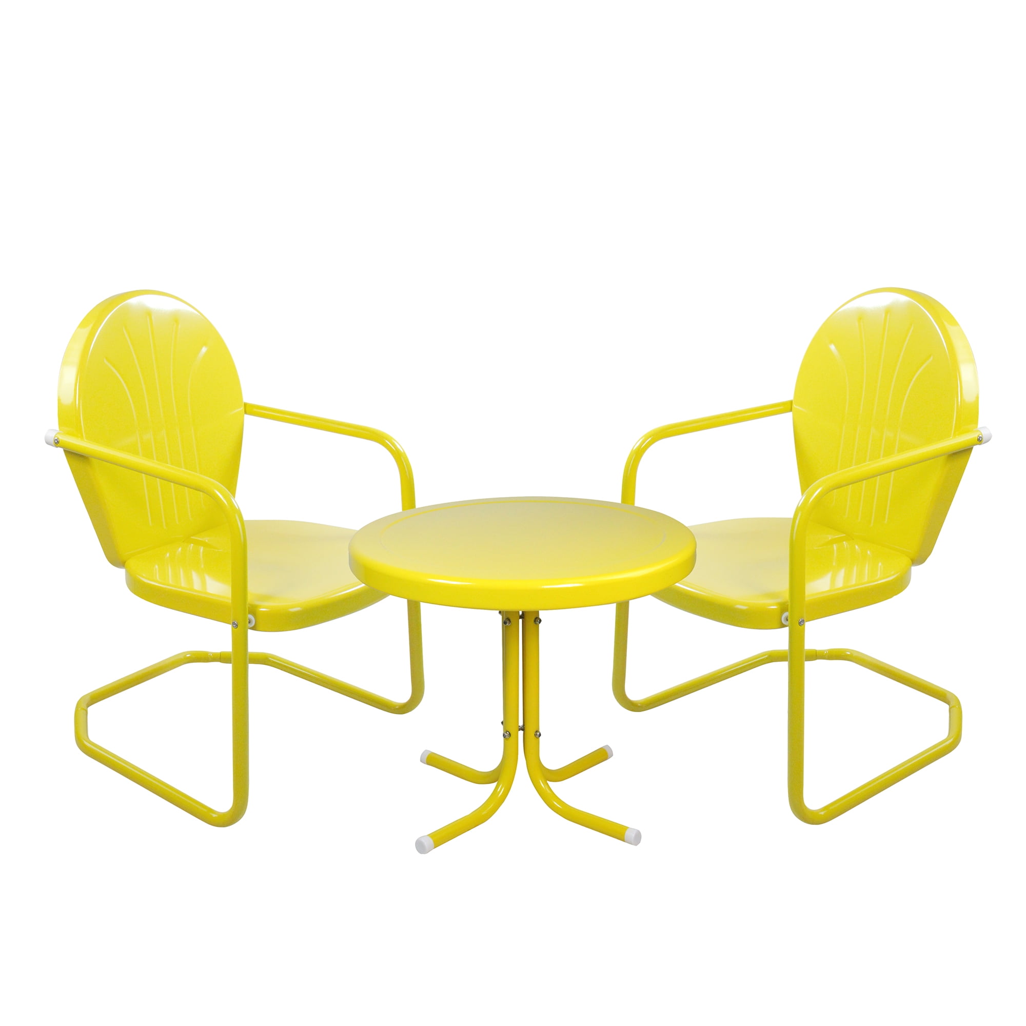 3 Piece Retro Metal Tulip Chairs And, Retro Metal Chairs And Table
