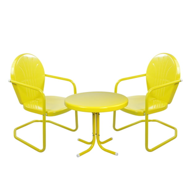 Northlight 3 Piece Retro Metal Tulip Chairs and Side Table Outdoor