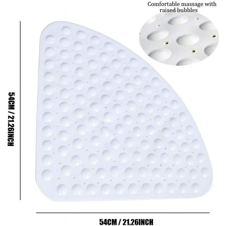 Shower mats shower non-slip, anti-slip mat, antibacterial, anti-mold,  quarter circle, corner area, bathtub mats bath mat with suction cups for bathtub  shower 54 x 54 cm - white