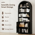 thumbnail image 2 of Vividwood Farmhouse 6-Tier Arched Bookshelf Bookcase with Doors Tall Storage Cabinet, Black, 2 of 8