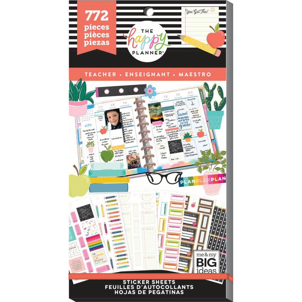 The Happy Planner® Teacher Sticker Value Pack, Work Day, 772 Stickers