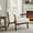 Beige, variant on Mid-Century Modern Accent Chair, Beautiful Aesthetic Armchair with Chic Wooden Frame & Premium Lumbar Pillow, Exceptionally Comfy Textured Linen Reading Lounger for Living Room, Bedroom, Green