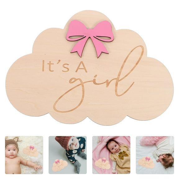 FRCOLOR Wooden Baby Name Sign for Nursery Decoration Light Shape Photo Prop 6.5 Inches