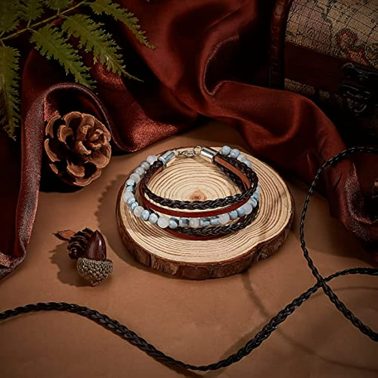 SUNNYCLUE DIY 3 Sets Braided Leather Bracelet Making Kit