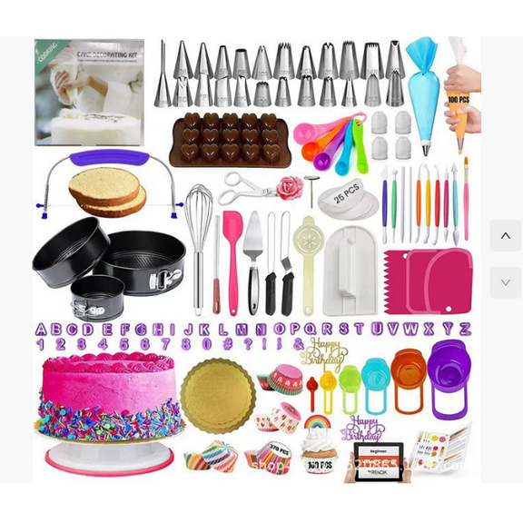 Cake Decorating Turntable,Cake Decorating Supplies with Decorating Comb/Icing Smoother(3pcs),2 Icing Spatula with Sided