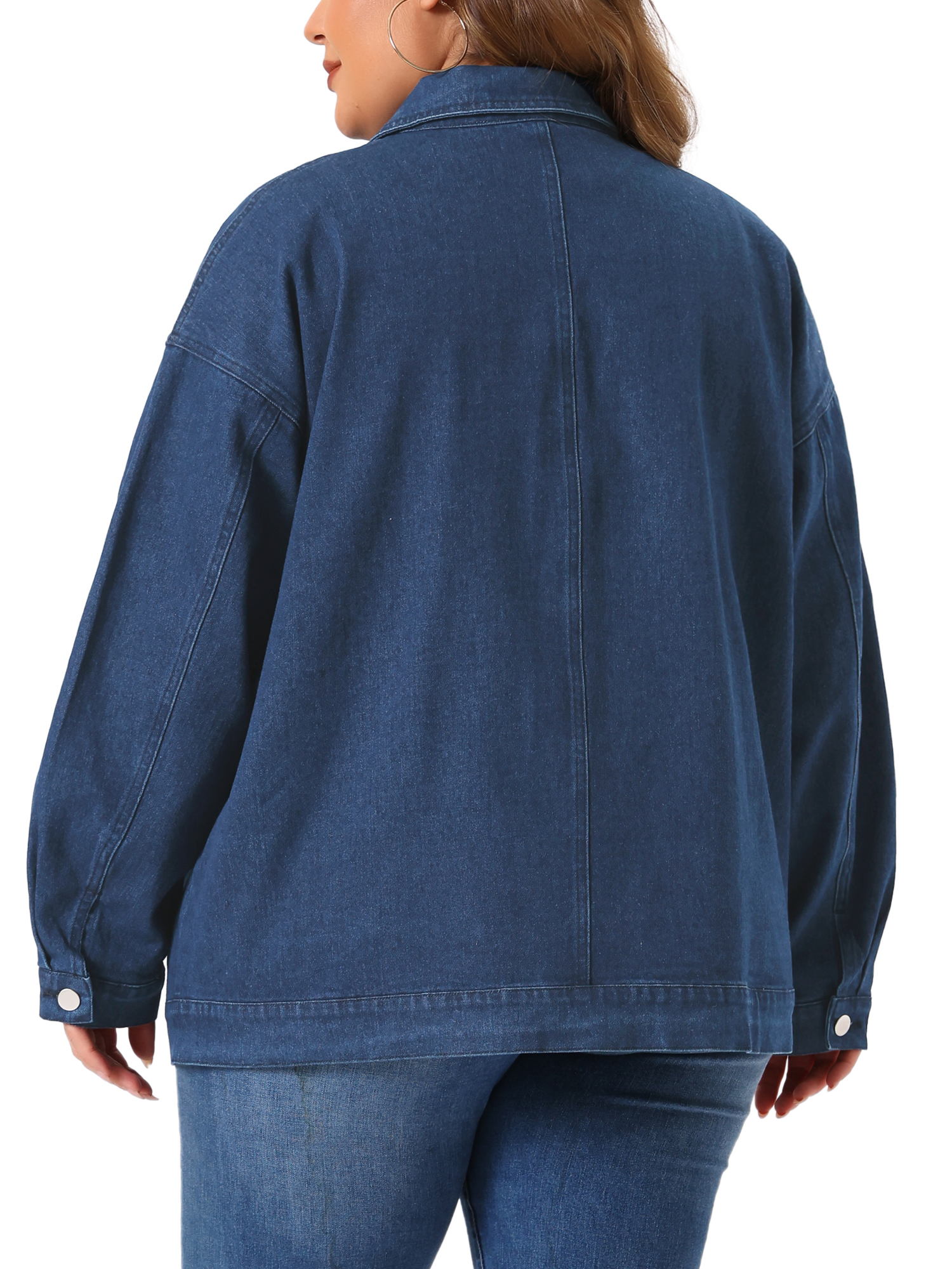 DARING DIVA Women's Plus Size Long Sleeve Vintage Denim Jacket 3X Dark Blue