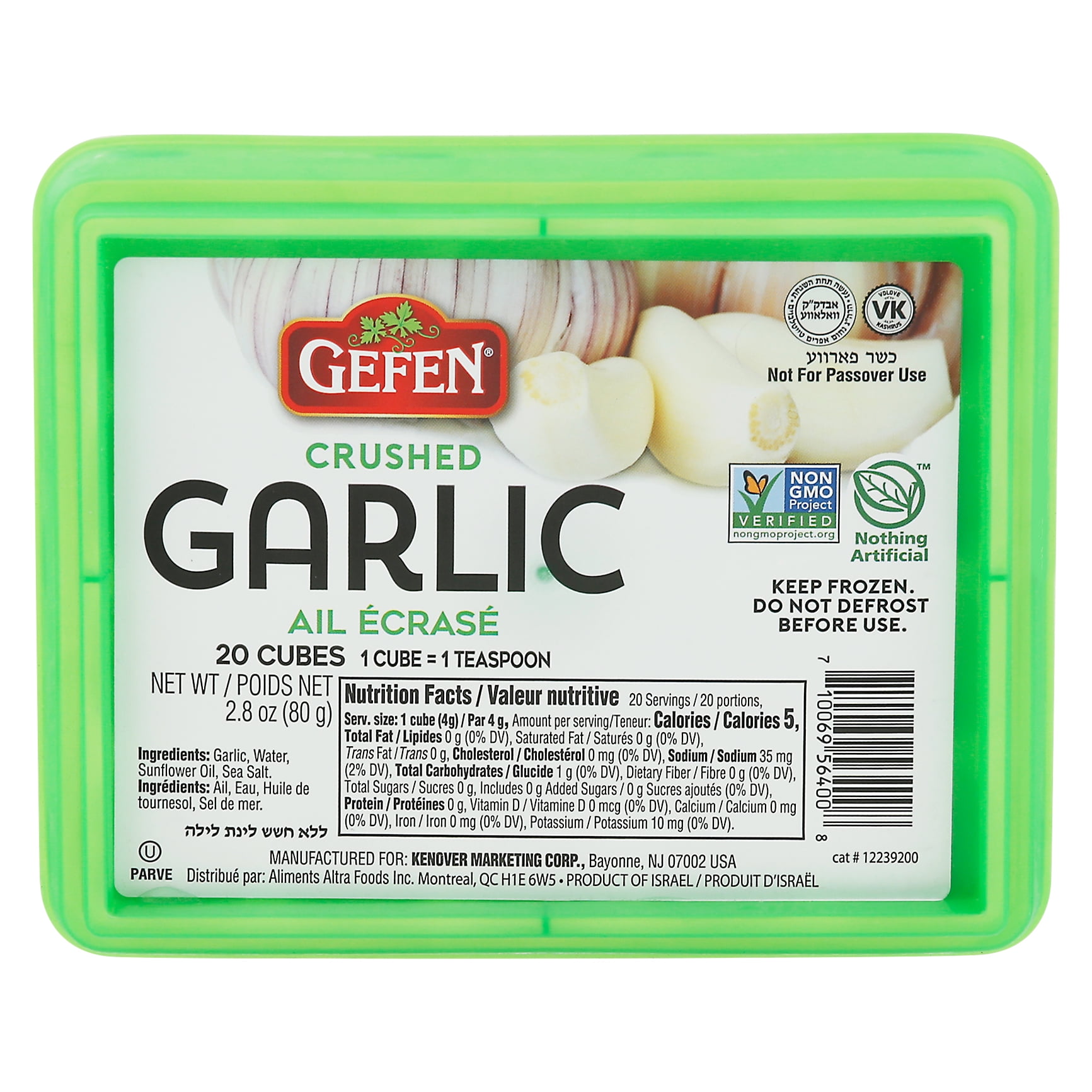 Gefen Frozen Crushed Garlic Cubes - Kayco