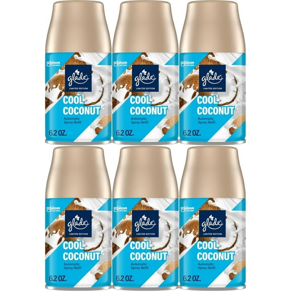 6pk,Glade Automatic Spray Refill, Cool Coconut, Scented Air Freshener,Home&Bath