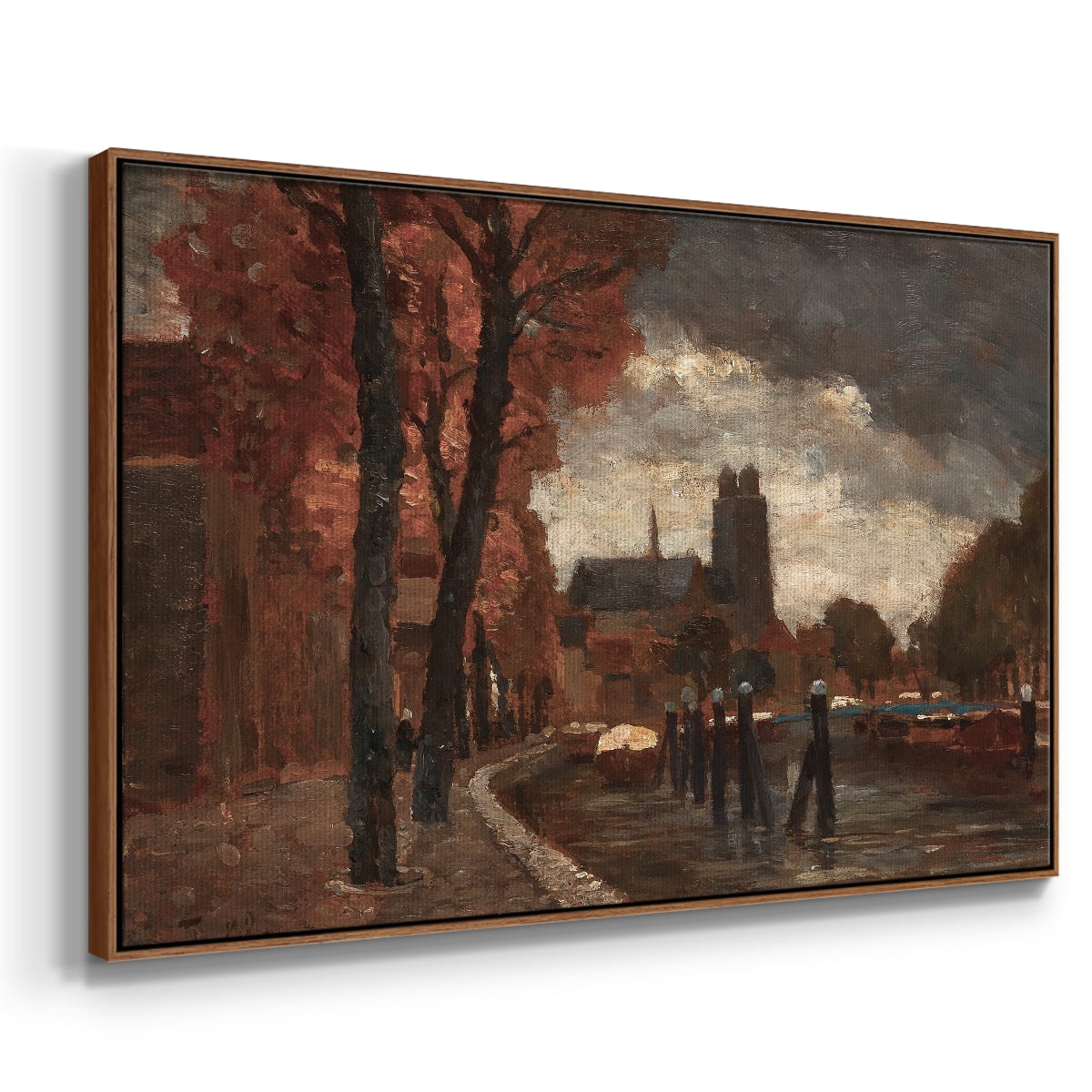 Vintage Landscape-CCXXXI By Wexford Home Framed in Walnut Wood Gallery Wrapped Canvas 25 in. x 37 in.